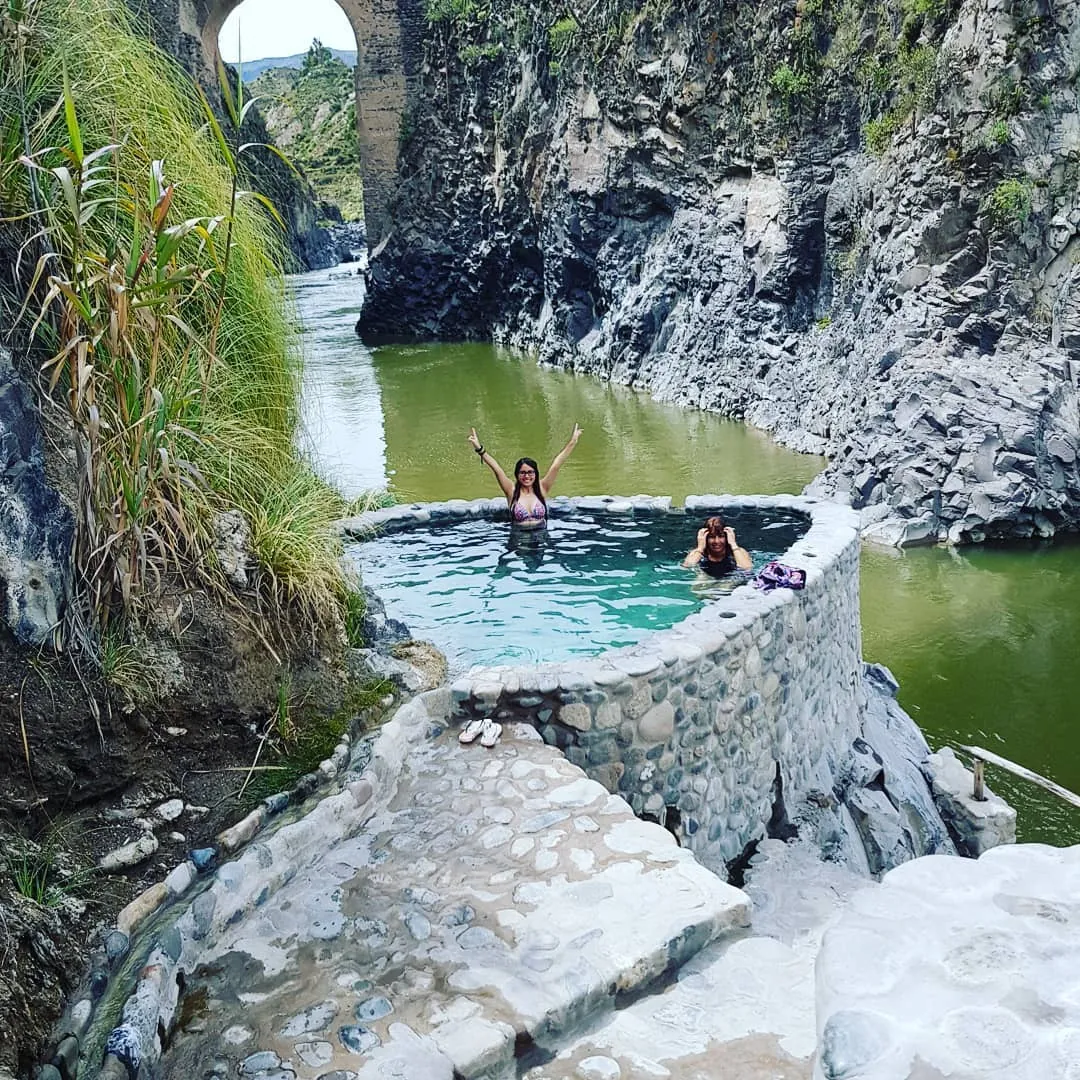 La Calera hot-spring pools beside the river