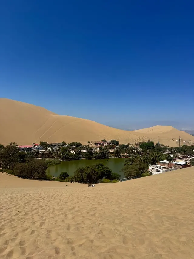Huacachina lagoon among the dunes of Ica