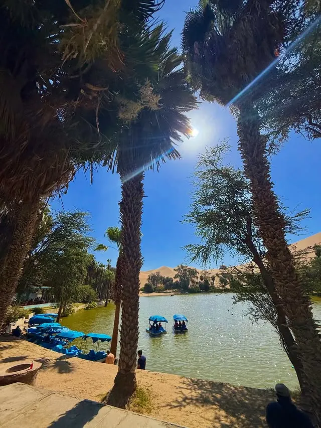 Boats on the Huacachina lagoon