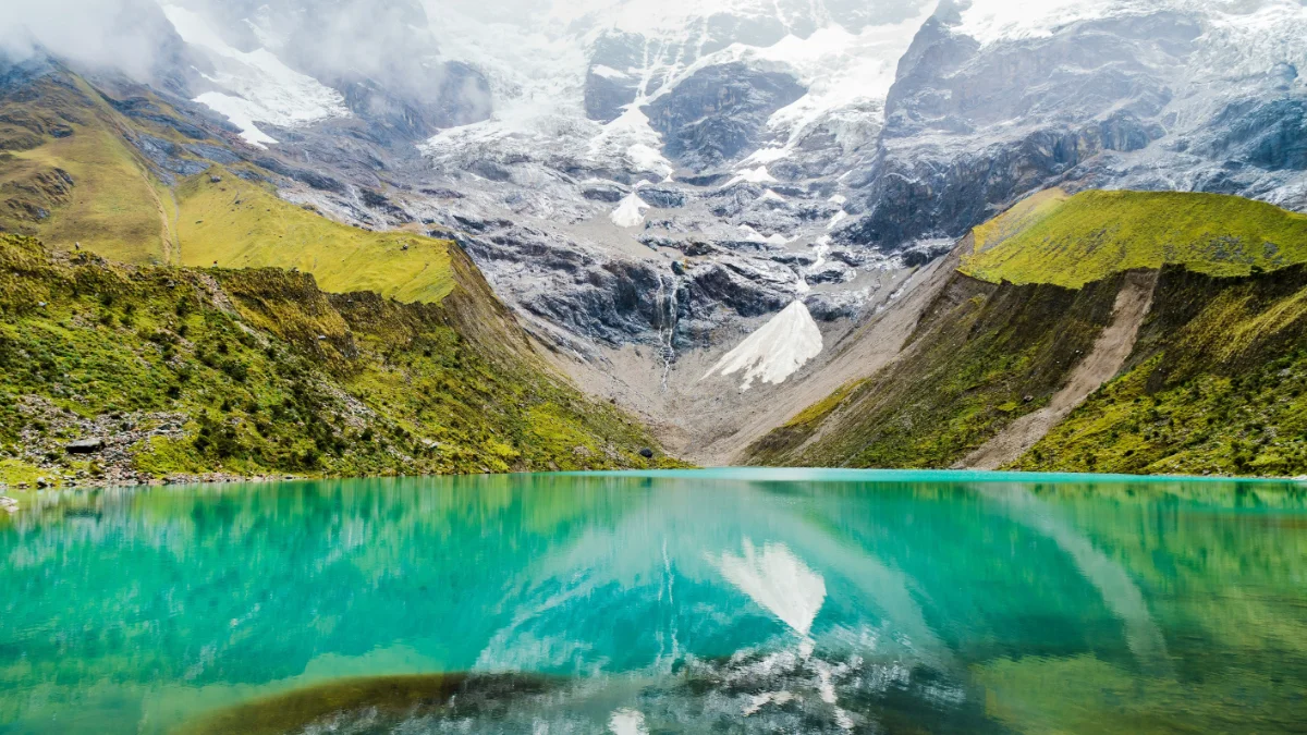 Laguna Humantay, with turquoise water, at the foot of the Salkantay snow peak