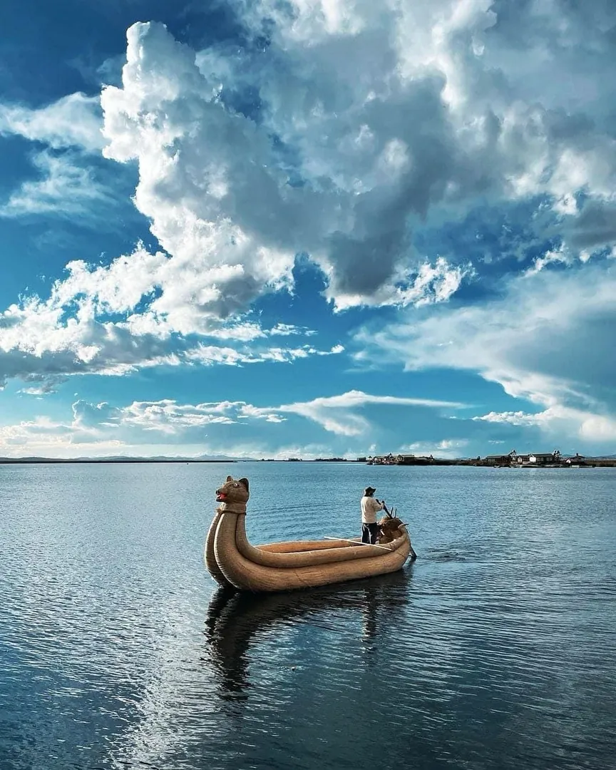 Totora reed boat on Lake Titicaca