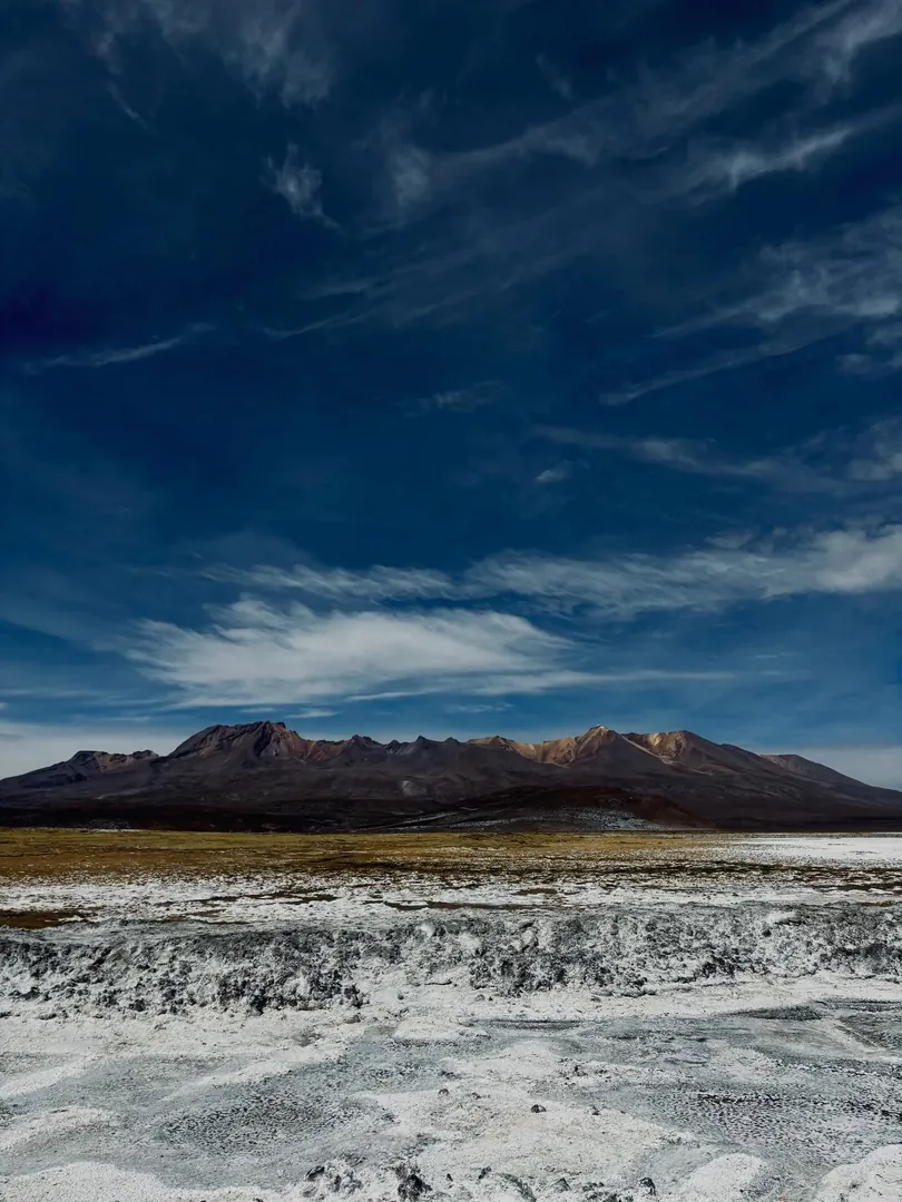 Salt crust and mountains at Salinas Lake